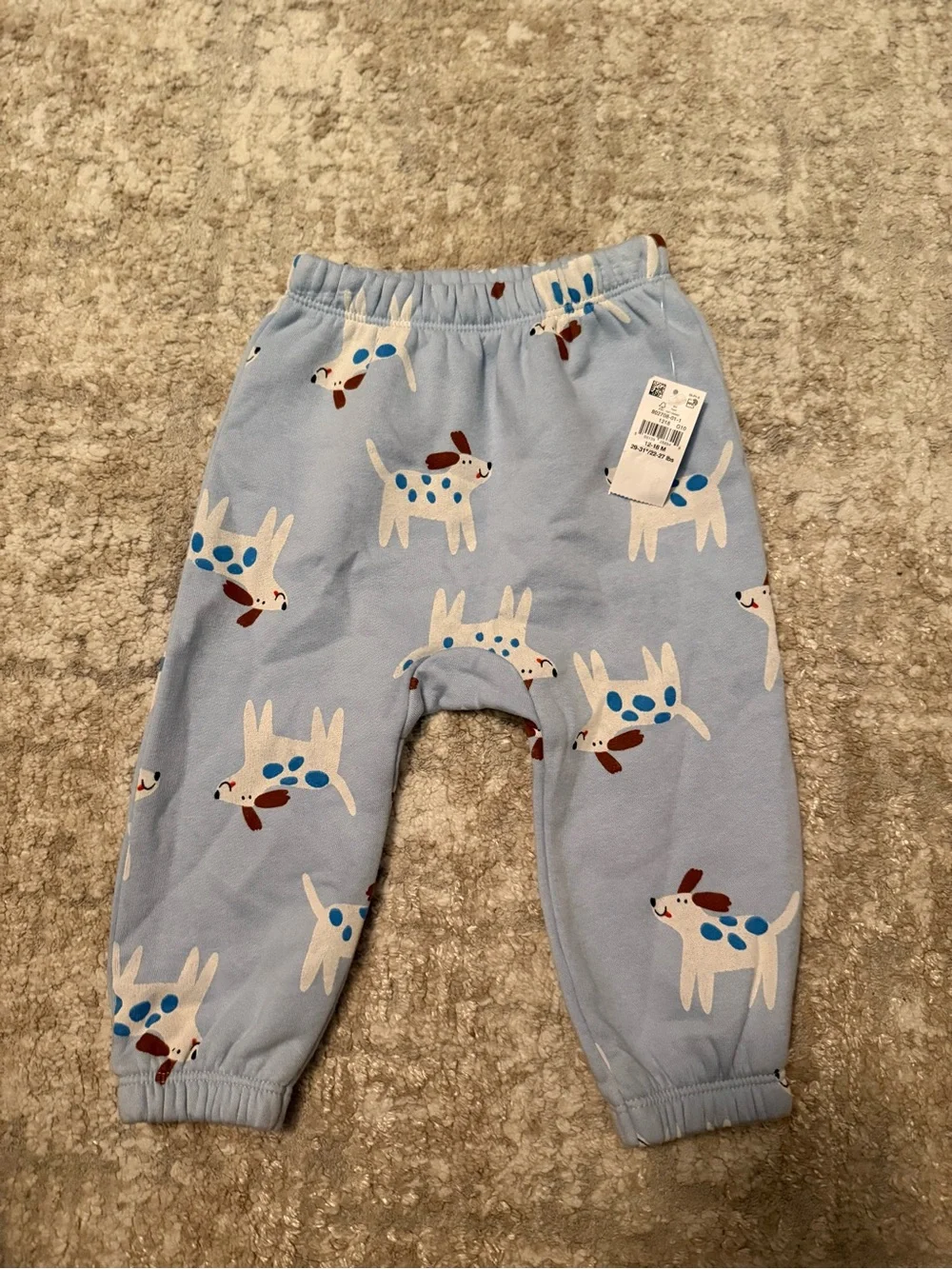 Old Navy Light Blue Dog Print Jogger Pants size 12/18M-NWT